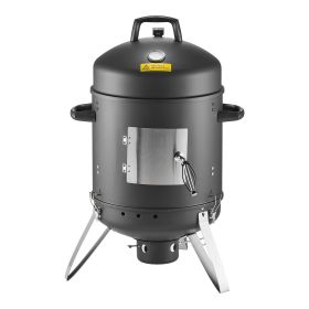 Charcoal Smoker, 16" Vertical Charcoal BBQ Grill, Coated Steel Barbecue Smoker with 2 Grilling Grates, Thermometer, Air Vents & Removable Ash Tray